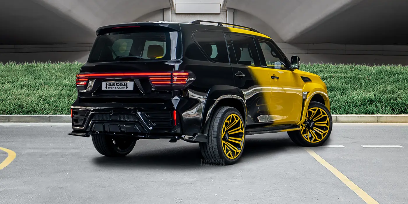 Infiniti Qx80 Yellow and Black Modified Exterior Back Side View